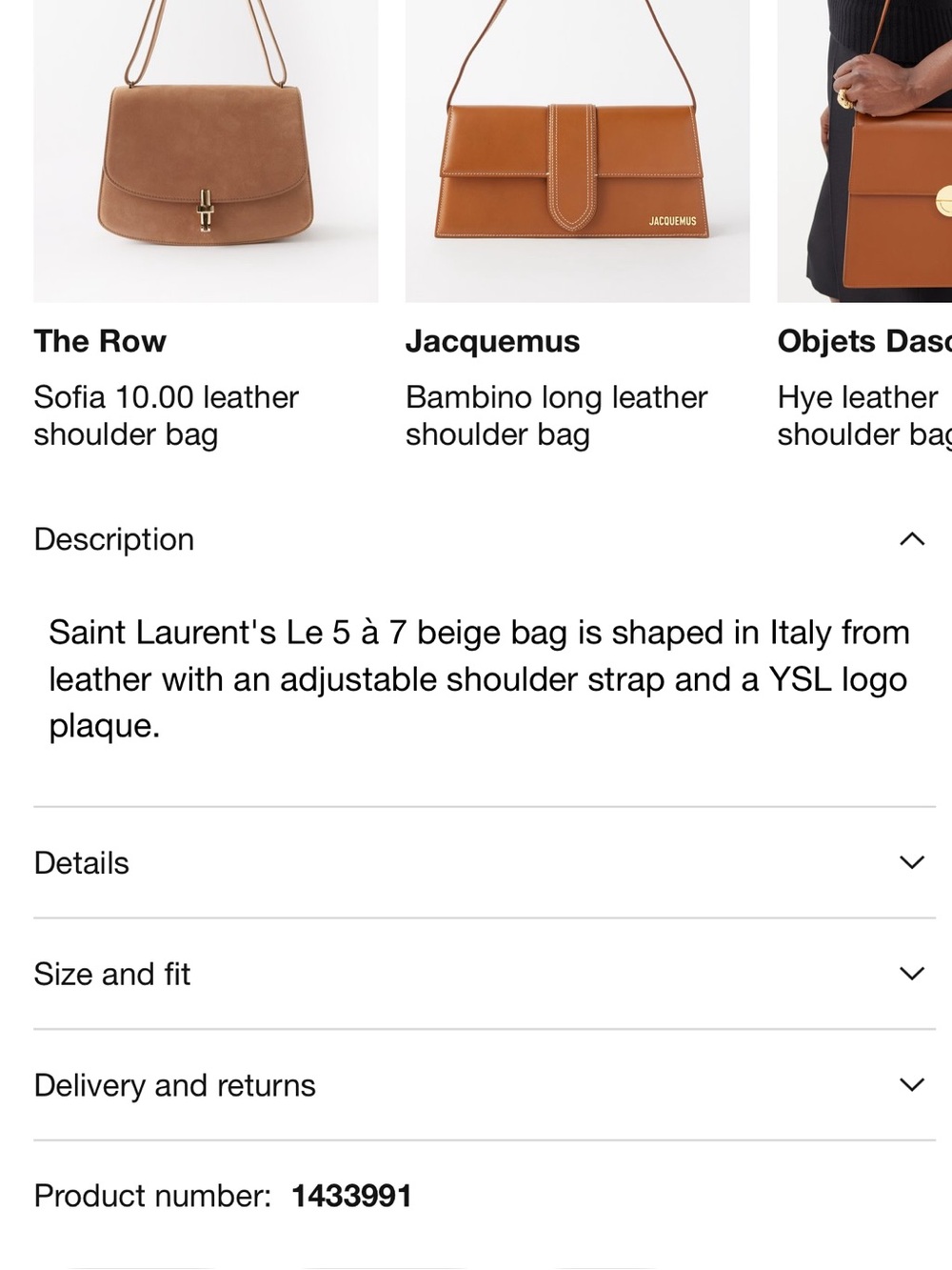 Saint Laurent Le 5 à 7 Leather Shoulder Bag YSL Beige - Picture 7 of 17